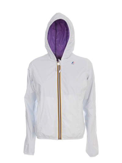 Shop K-way Lyli Plus Double Bomber Jacket W/hood In T White Violet