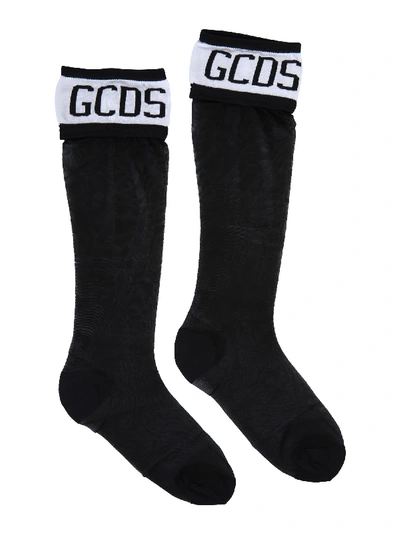 Shop Gcds Socks With Logo In Nero