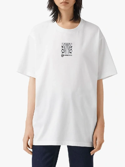 Shop Burberry Oversized Montage Print T-shirt In White