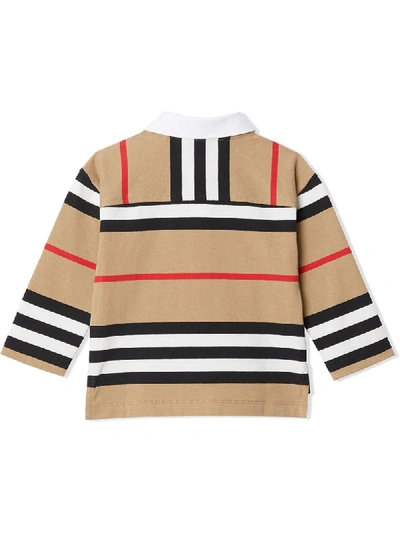 Shop Burberry Icon Stripe Polo Shirt In Neutrals