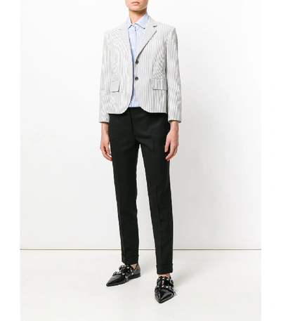 Shop Thom Browne Striped Short Blazer In Grey