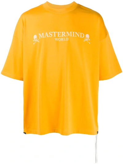 Shop Mastermind Japan Logo-print Crew Neck T-shirt In Yellow