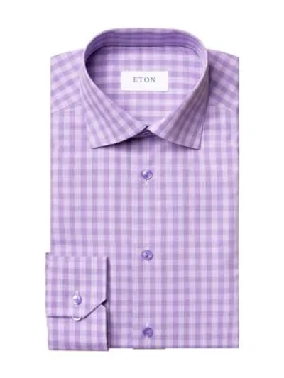 Shop Eton Slim-fit Plaid Dress Shirt In Purple