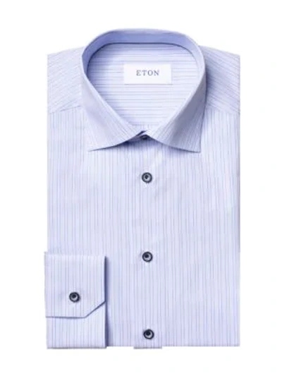 Shop Eton Slim-fit Stripe Cotton Shirt In Blue