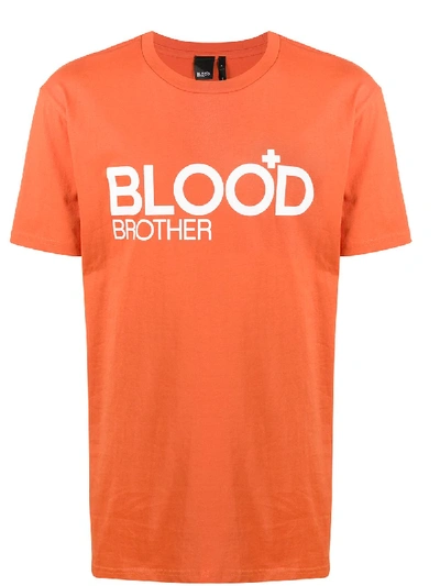 Shop Blood Brother Trademark Logo T-shirt In Orange