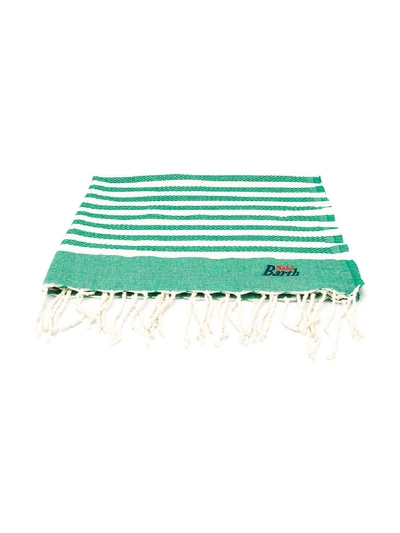 Shop Mc2 Saint Barth Striped Logo Beach Towel In Green