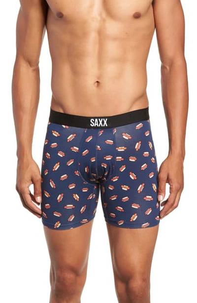 Shop Saxx Vibe Stretch Boxer Briefs In Navy Hot Dog