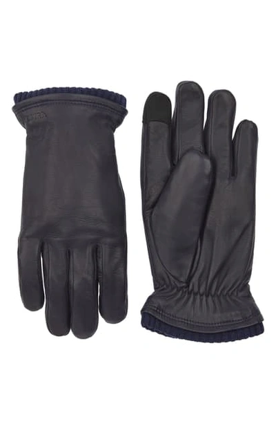 Shop Hestra John Sheepskin Gloves In Navy