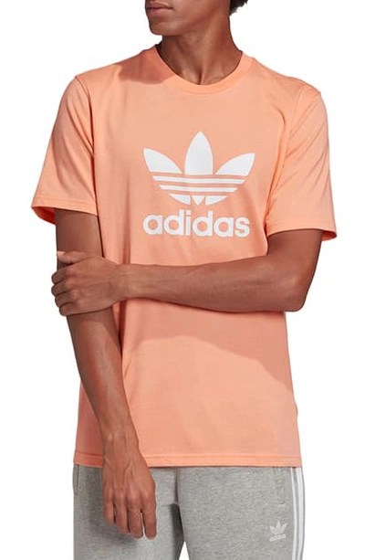 Shop Adidas Originals Trefoil Graphic T-shirt In Chalk Coral