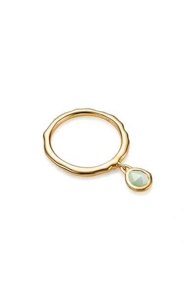 Shop Monica Vinader Siren Charm Ring In Yellow Gold/ Chrysophrase