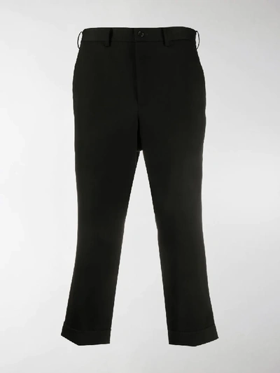 Shop Black Comme Des Garçons Turn-up Crop Trousers In Black