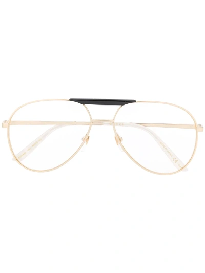Shop Gucci Aviator-frame Glasses In Metallic