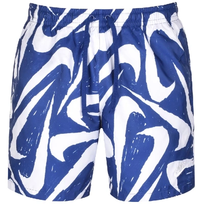 Shop Nike Flow Logo Swim Shorts Blue