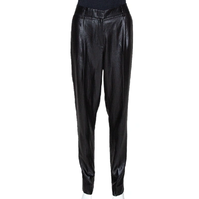 Pre-owned Diane Von Furstenberg Black Naples New Lacquer Trousers M