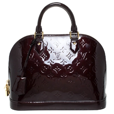 Pre-owned Louis Vuitton Amarante Monogram Vernis Leather Alma Pm Bag In Burgundy