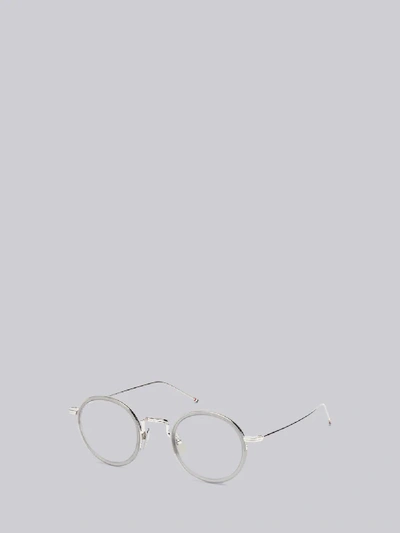 Shop Thom Browne Eyewear Round Satin Crystal Grey Optical Glasses