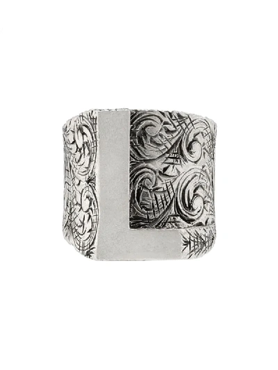 Shop Gucci L Letter Ring In Silver