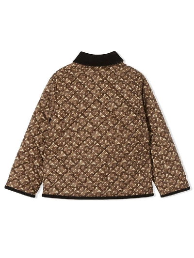 Shop Burberry Monogram Print Quiled Jacket In Brown