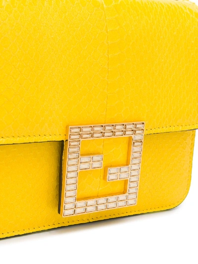 Shop Fendi Fab Leather Crossbody Bag In Yellow