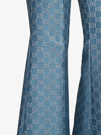 Shop Gucci Flare Leg Trousers In Blue