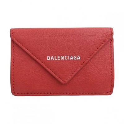 Pre-owned Balenciaga Red Leather Wallet