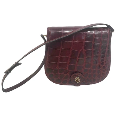 Pre-owned Gucci Burgundy Crocodile Handbag