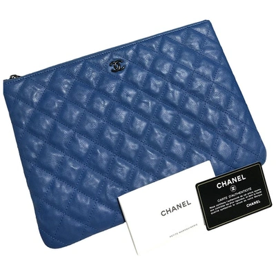 Pre-owned Chanel Timeless/classique Blue Leather Clutch Bag
