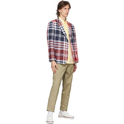 Shop Thom Browne Navy And Red Large Plaid Madras Sack Sport Coat Blazer In 960 Rwbwht