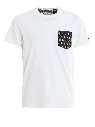 Shop Mc2 Saint Barth Duck Print Chest Pocket T-shirt In White
