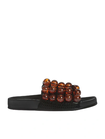 Shop Jil Sander Beads Embellished Sandals In Black