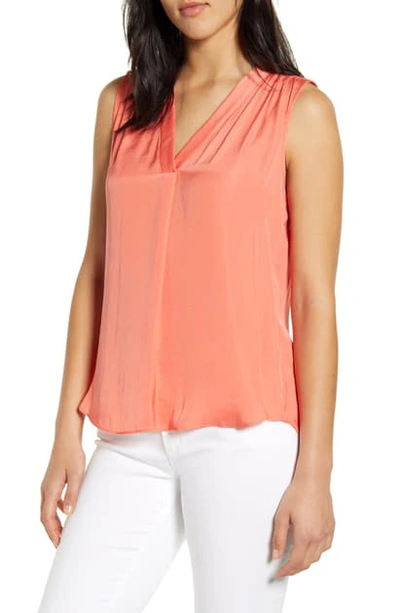Shop Vince Camuto Rumpled Satin Blouse In Bright Coral