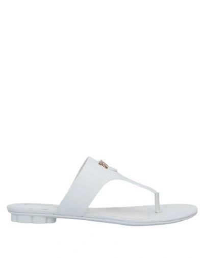 Shop Ferragamo Toe Strap Sandals In White