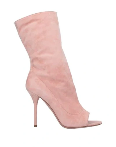 Shop Aquazzura Woman Ankle Boots Light Pink Size 11 Soft Leather
