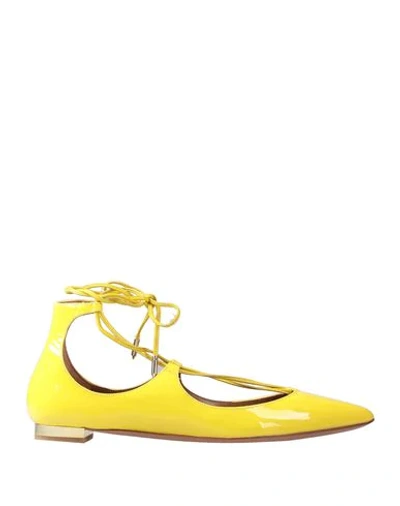 Shop Aquazzura Ballet Flats In Yellow