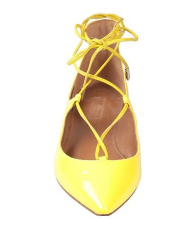 Shop Aquazzura Ballet Flats In Yellow