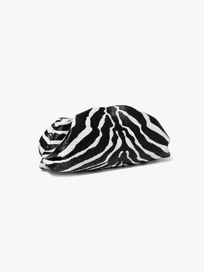 Shop Bottega Veneta Womens Black And White The Pouch Zebra Print Clutch Bag