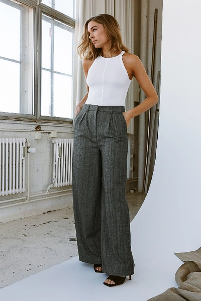 Shop Tina Maria X Na-kd Wide Wool Blend Pants Grey In Grey Melange