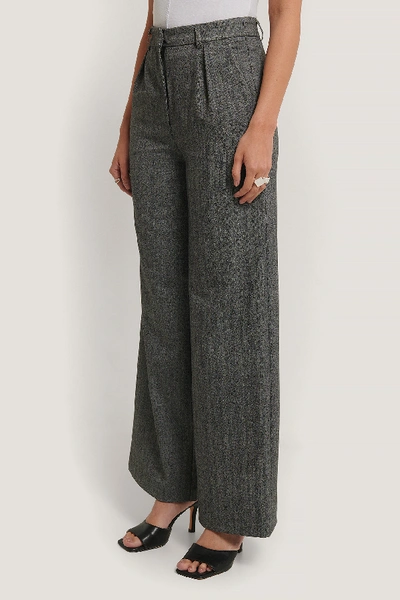 Shop Tina Maria X Na-kd Wide Wool Blend Pants Grey In Grey Melange