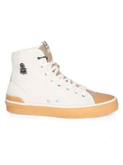 Shop Isabel Marant Benkeen Faux-shearling High-top Sneakers In Natural