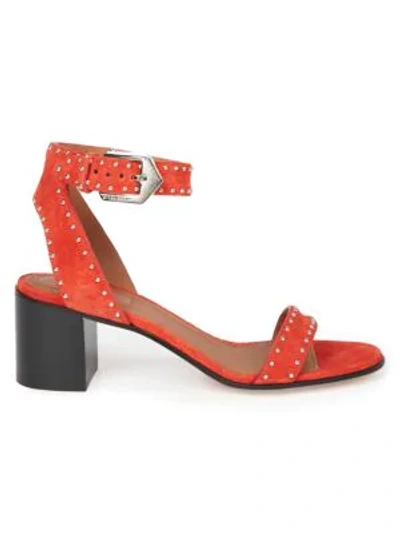 Shop Givenchy Women's Elegant Studded Suede Sandals In Strawberry