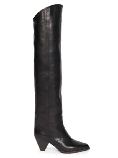 Shop Isabel Marant Remko Leather Tall Boots In Black