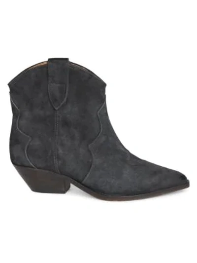 Shop Isabel Marant Dewina Suede Ankle Boots In Faded Black