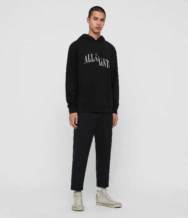 all saints mens black hoodie