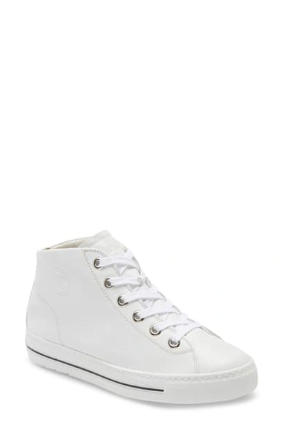 Shop Paul Green Bronte High Top Sneaker In White Leather