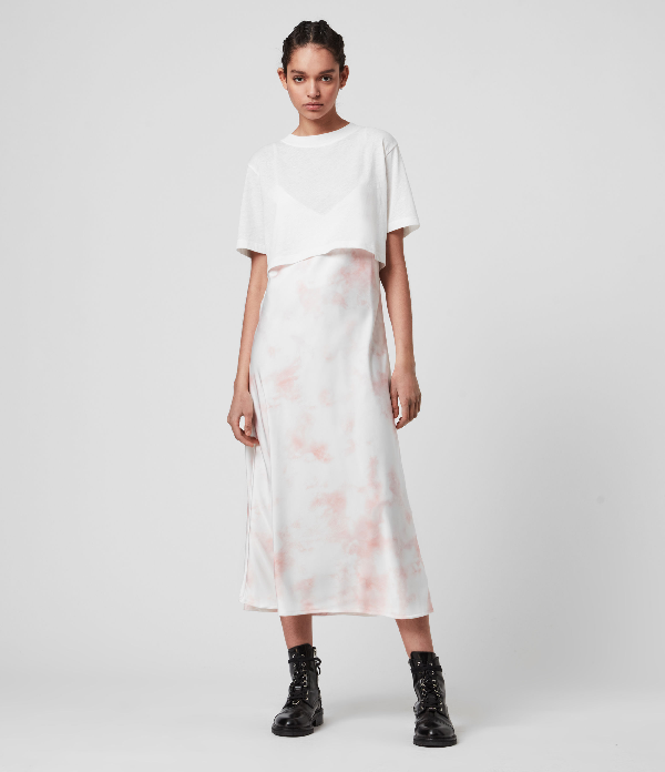 allsaints benno tee slip midi dress