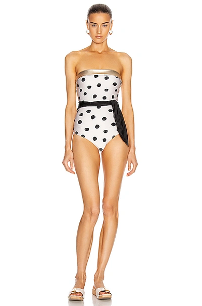 Shop Adriana Degreas Pois Strapless Swimsuit In Off White