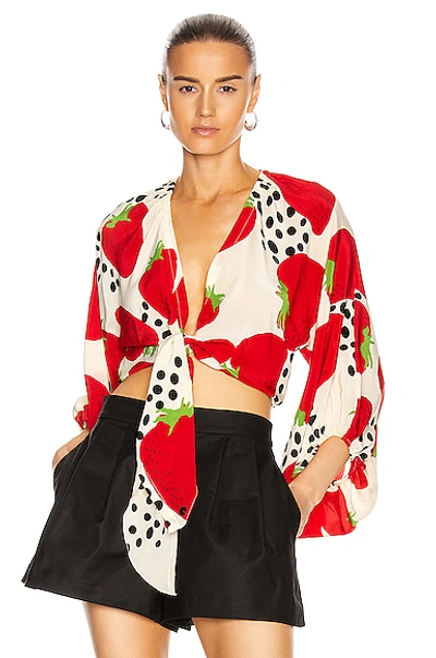 Shop Adriana Degreas Strawberry Shirt In Red