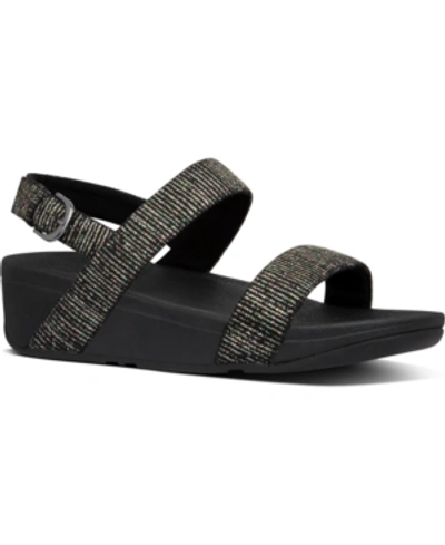 Shop Fitflop Women's Lottie Glitter Back-strap Wedge Sandal Women's Shoes In All Black