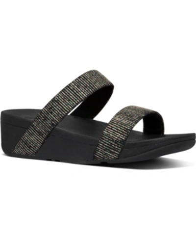 Shop Fitflop Lottie Glitter Stripe Sandals Women's Shoes In All Black