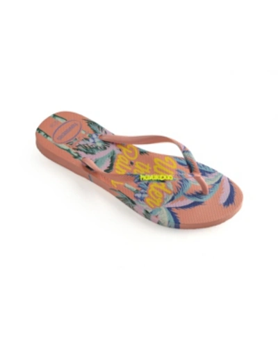 Shop Havaianas Women's Slim Summer Flip Flops Women's Shoes In Silk Rose